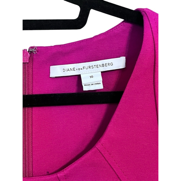 Diane Von Furstenberg Alice Sleeveless Magenta Pink Dress Size 10 Zip Stretch - Picture 2 of 5